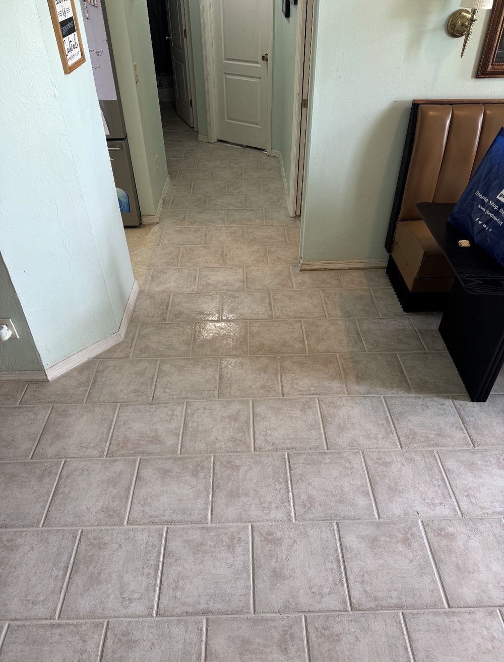 Tile floor after professional cleaning