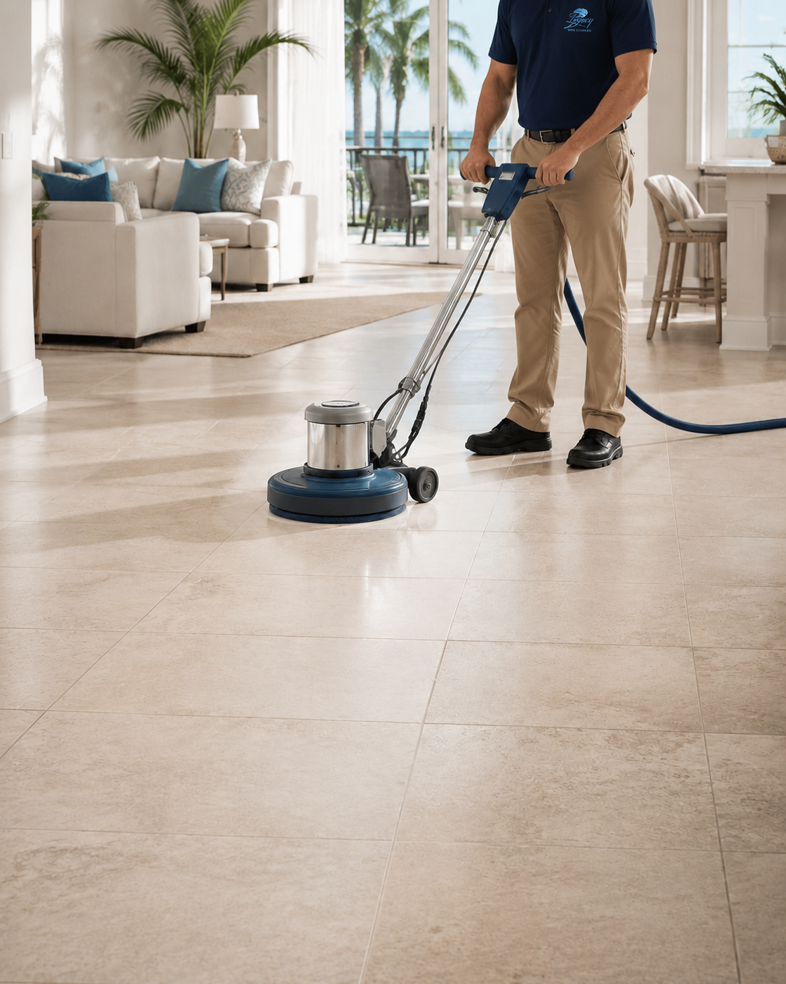 Restored tile surface in a Southwest Florida home